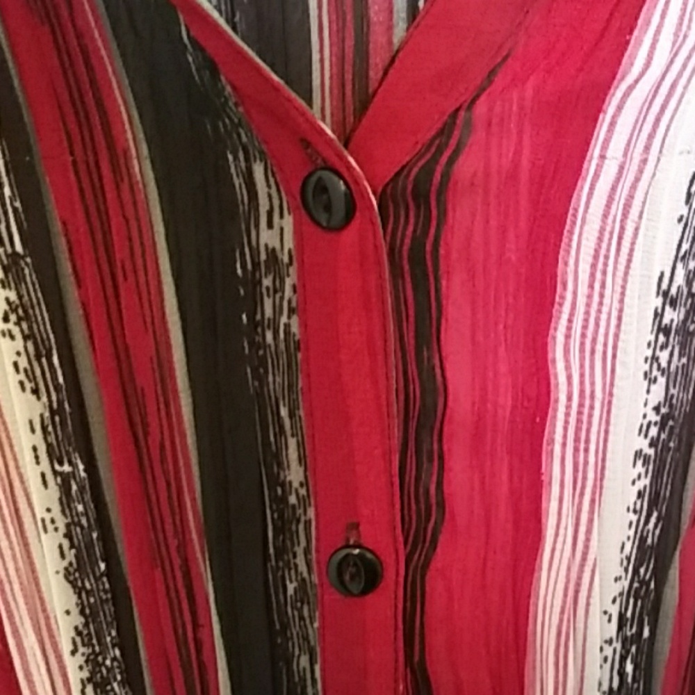 Lane BryantRed black and gray stripped dress shirt - Picture 2 of 3